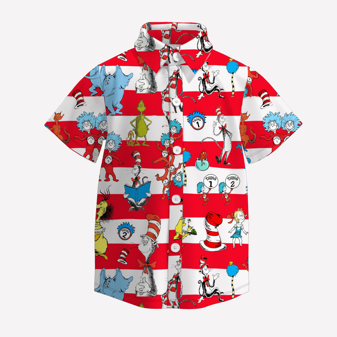 (Pre Order)Boys Spring and Summer DR SEUSS Print Four-way Stretch Shirt