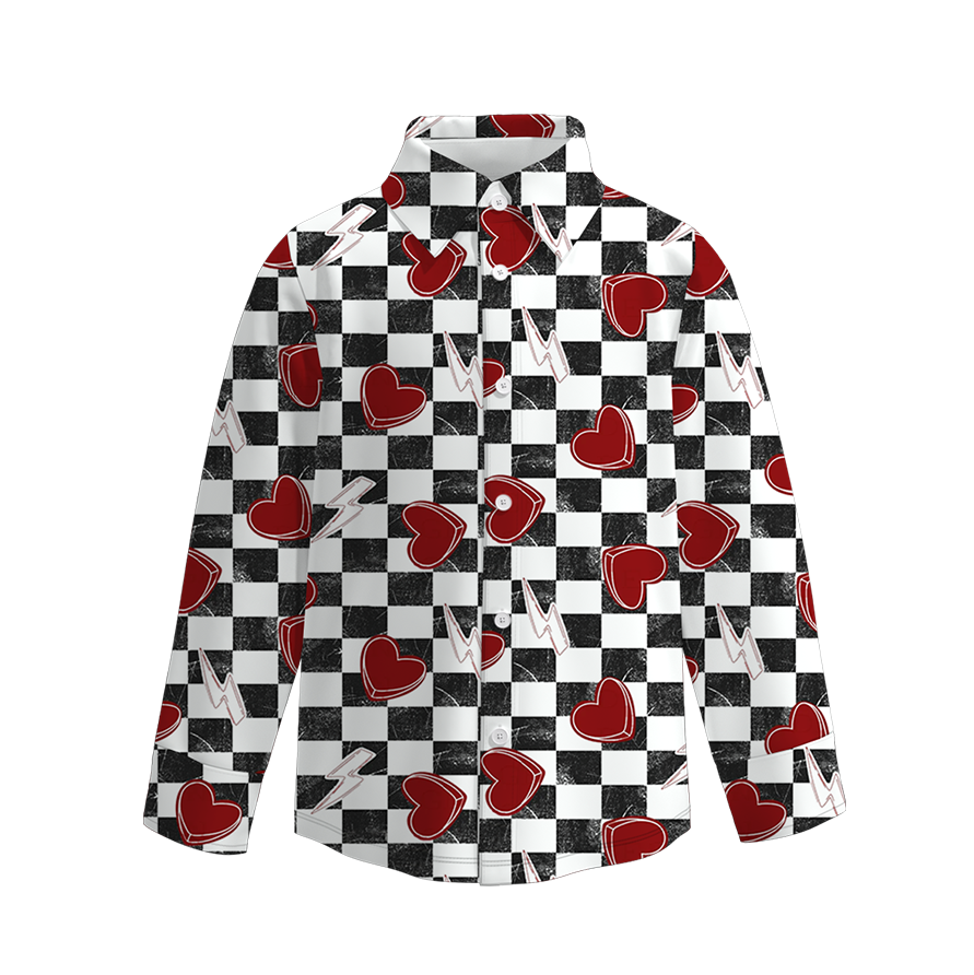 (Pre Order)Boys Valentine's Day Print Four-way Stretch Shirt