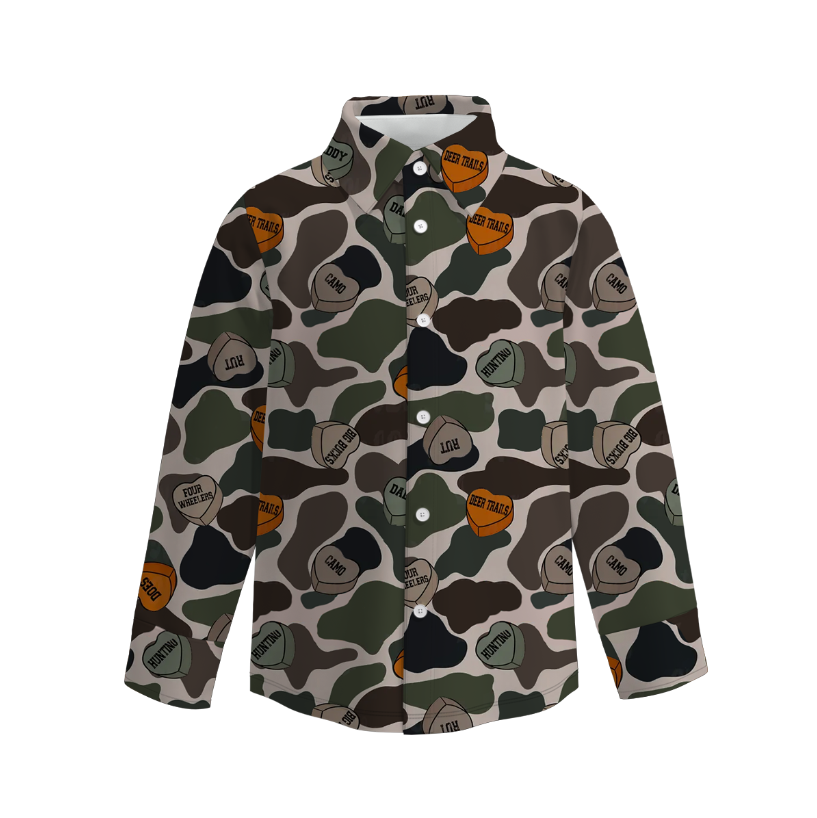 (Pre Order)Boys Valentine's Day Print Four-way Stretch Shirt