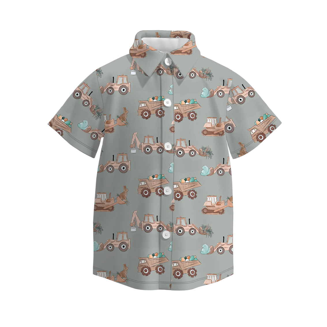 (Pre Order)Boys Easter Bunny Print Four-way Stretch Shirt