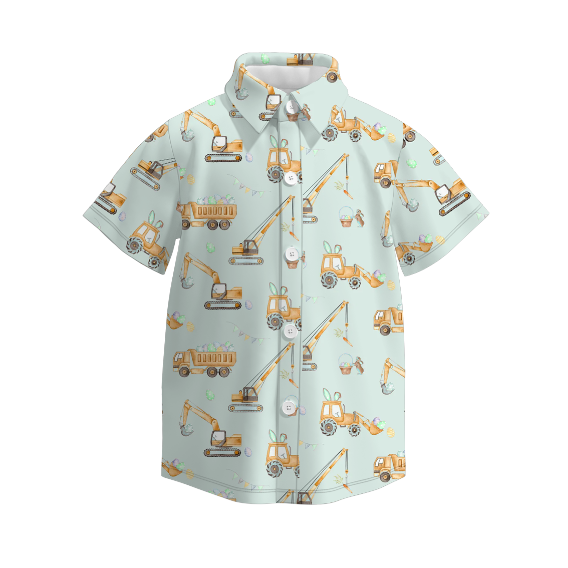 (Pre Order)Boys Easter Bunny Print Four-way Stretch Shirt