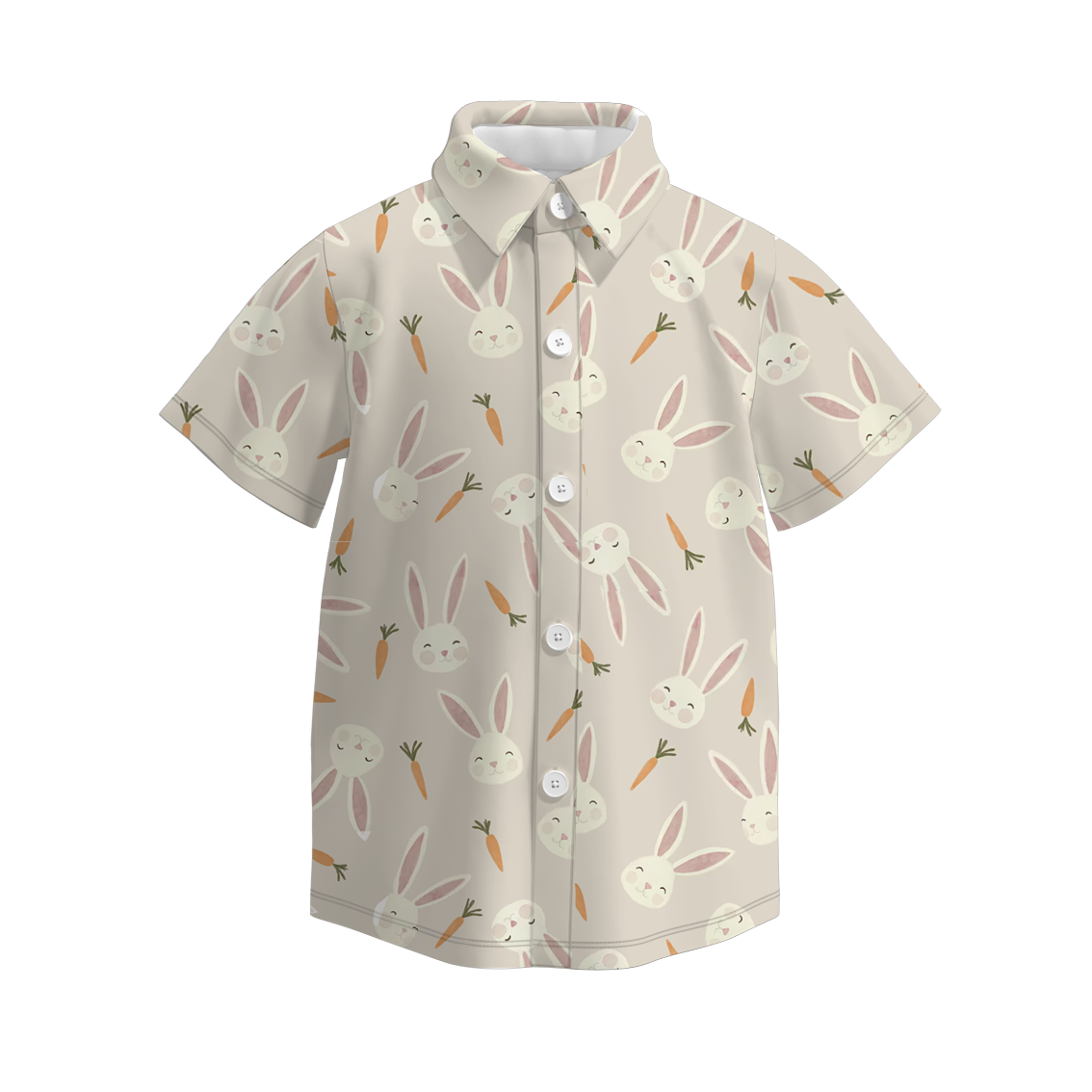 (Pre Order)Boys Easter Bunny Print Four-way Stretch Shirt