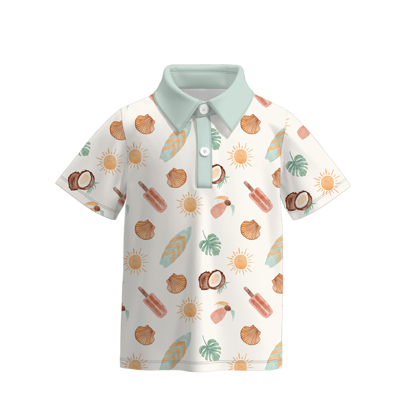 (Pre Order)Boys Summer Seaside Print Top