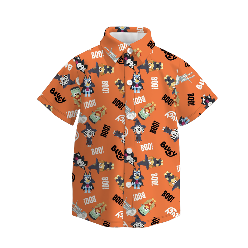 (Pre Order)Family Halloween Cartoon Print Dress,Top,Pajamas&Romper