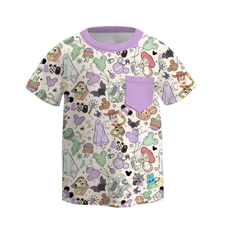 (Pre Order)Family Halloween Cartoon Print Dress,Top&Romper