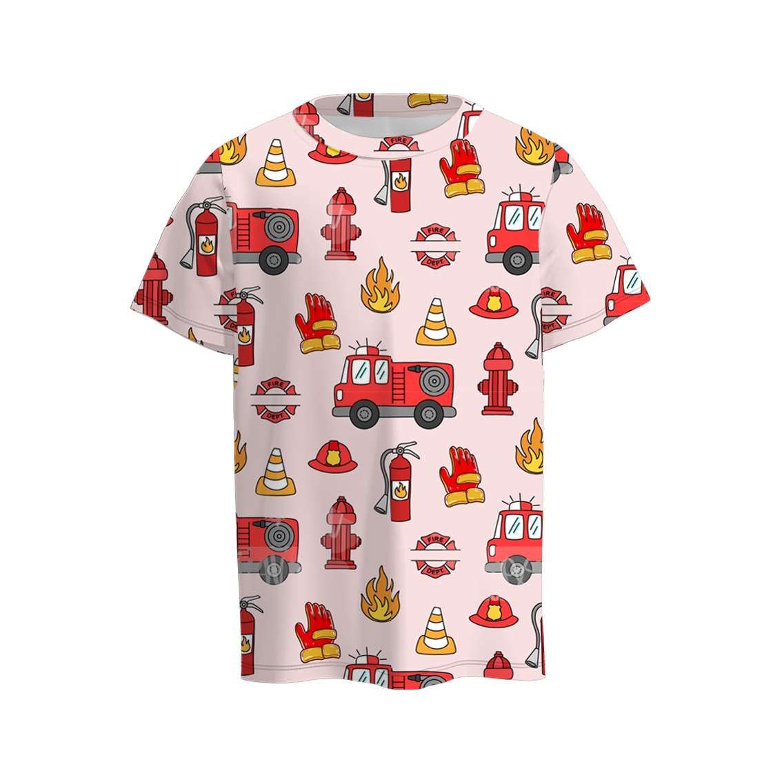 (Pre Order)Family Summer Fireman Print Dress,Set,Top&Romper