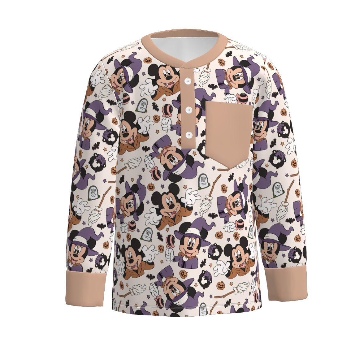 (Pre Order)Family Halloween Cartoon Print Dress,Top&Romper