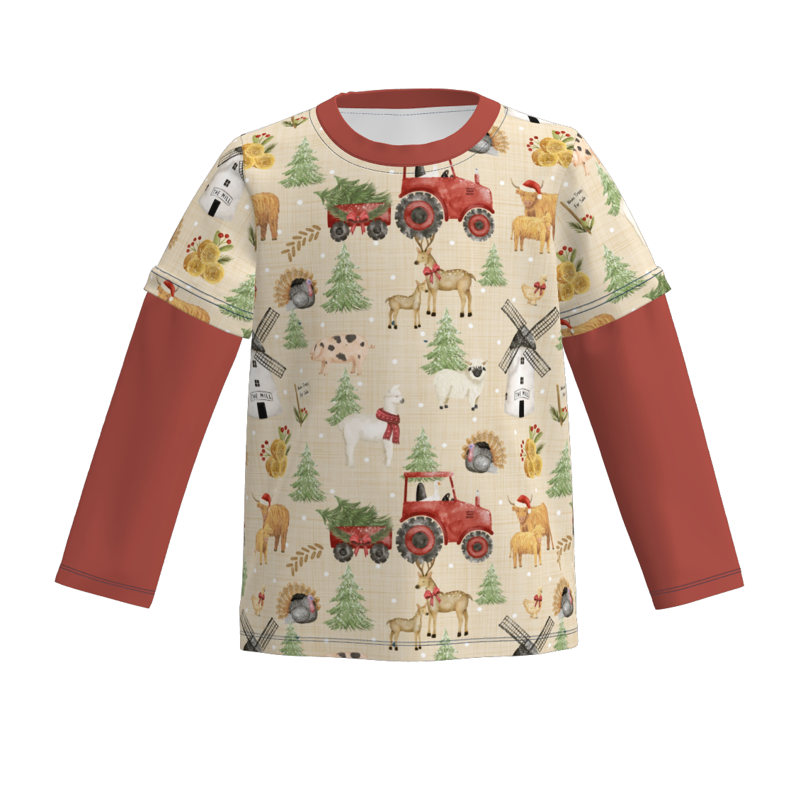 (Pre Order)Brothers Christmas Print Top&Romper