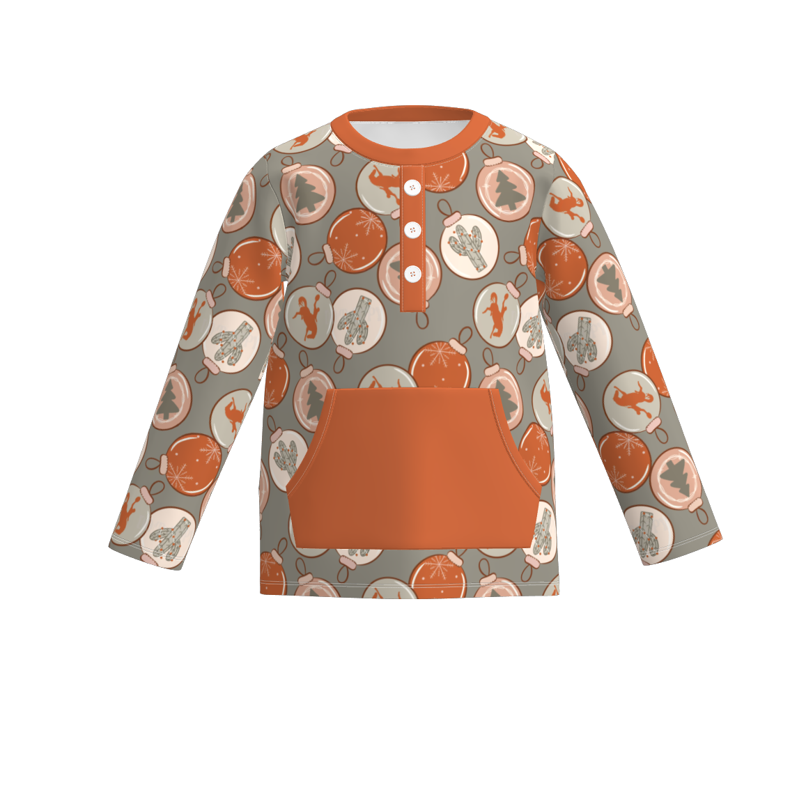 (Pre Order)Brothers Christmas Print Top&Romper with Pockets