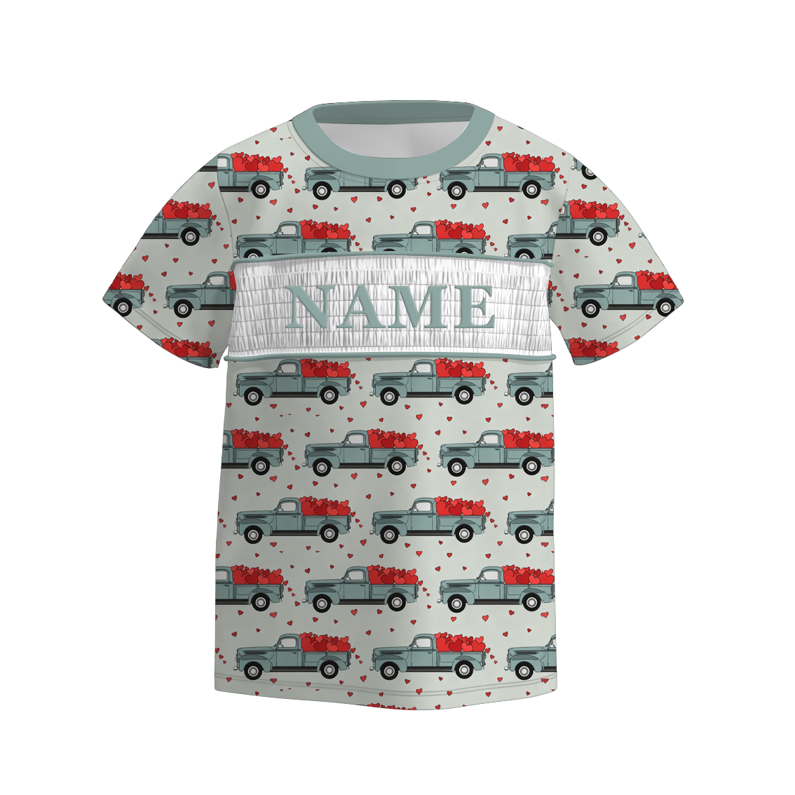 (Pre Order)Brothers Valentine's Day Car Embroidery Smocked Top&Romper