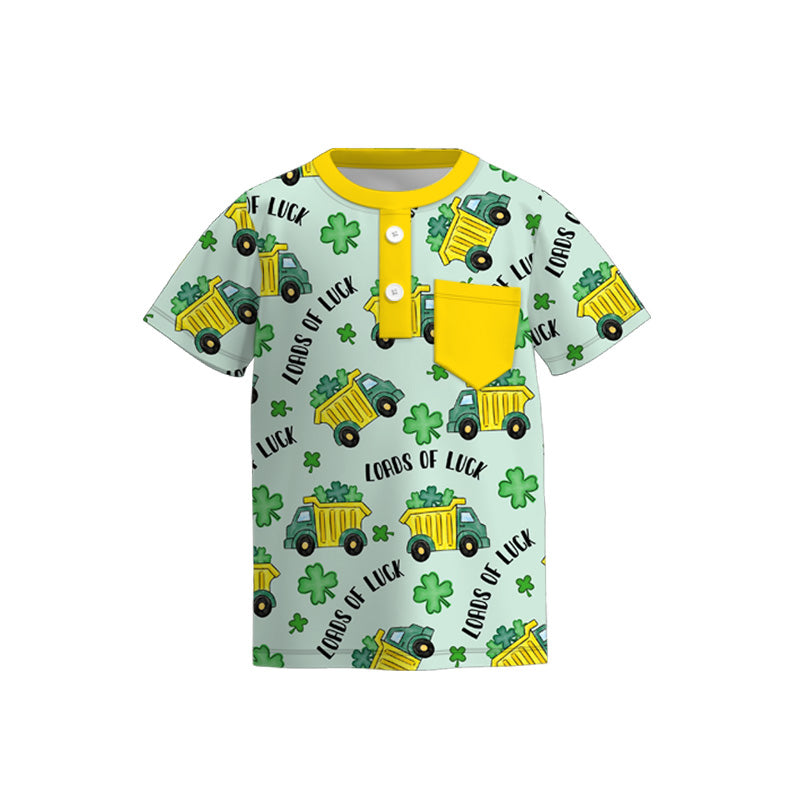 (Pre Order)Brothers St. Patrick's Day Shamrock Print Top&Romper