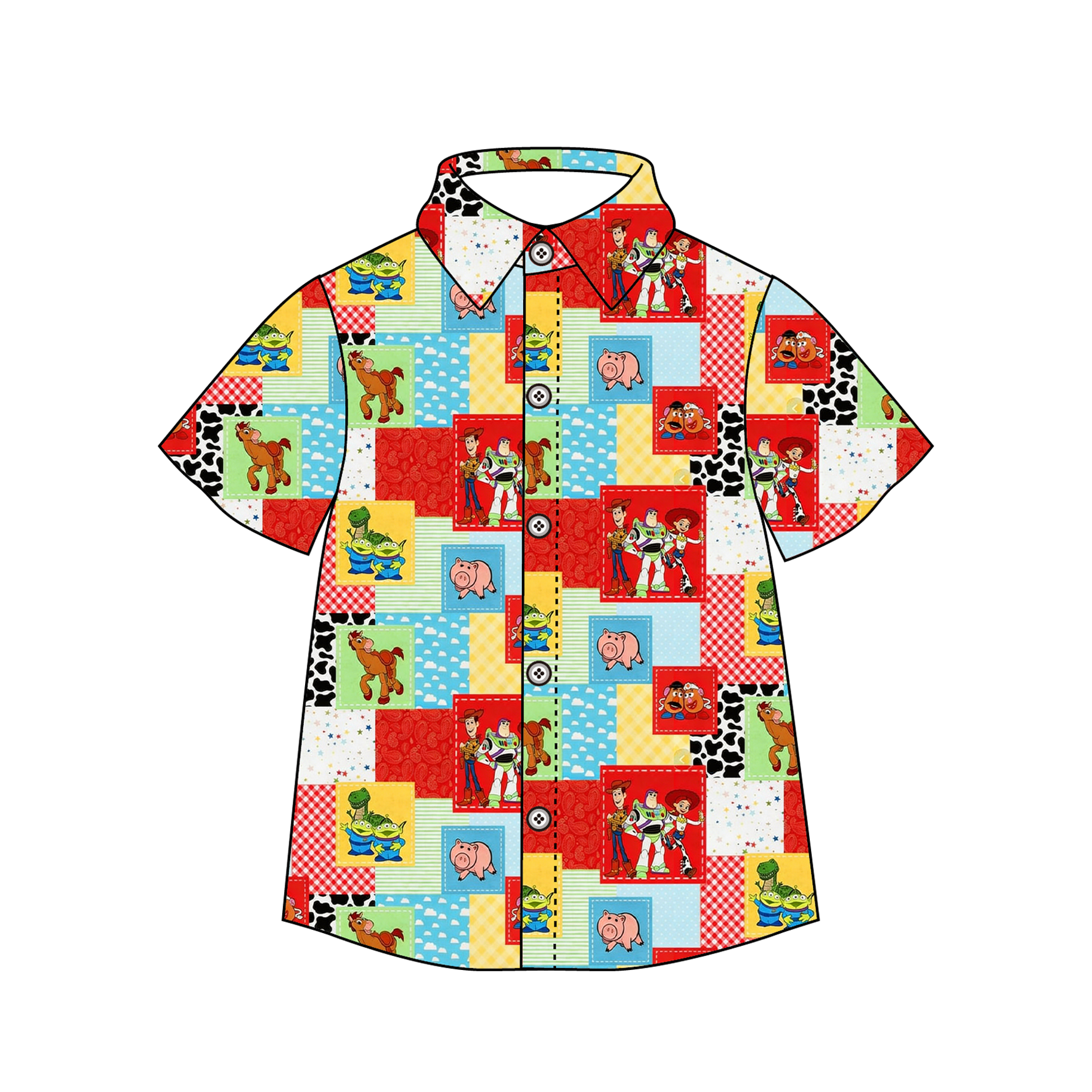 (Pre Order)Siblings Spring&Summer Cartoon Toy Print Skort Set&Top