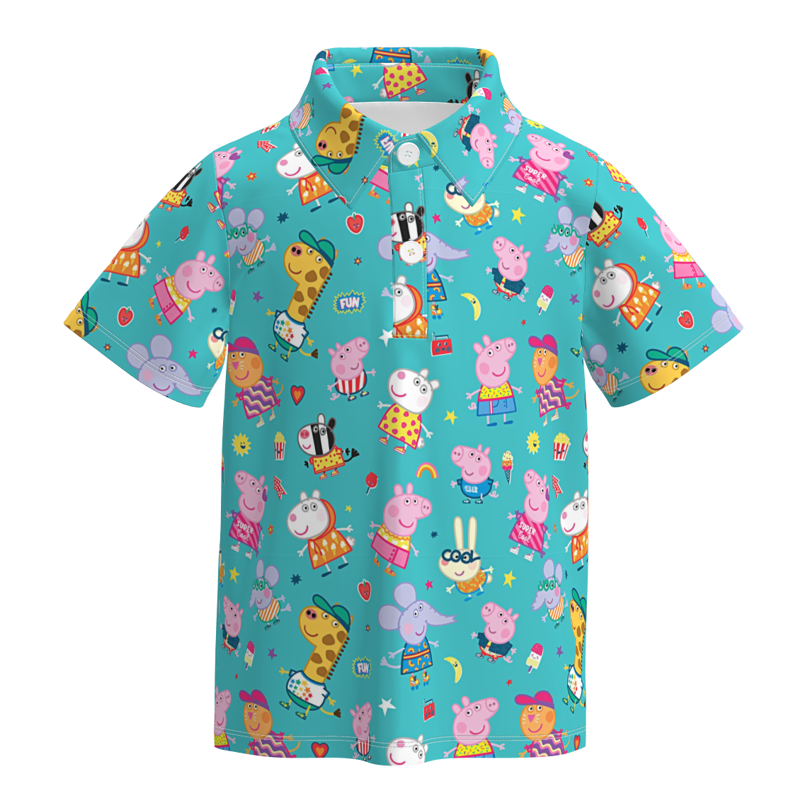 (Pre Order)Boys Spring&Summer Cartoon Print Four-way Stretch Shirt