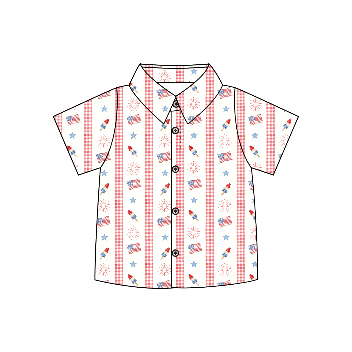 (Pre Order)Siblings Summer Patriotic Print Dress&Shirt