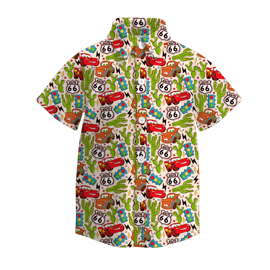 (Pre Order)Family Spring&Summer Cartoon Car Print Dress,Romper&Top