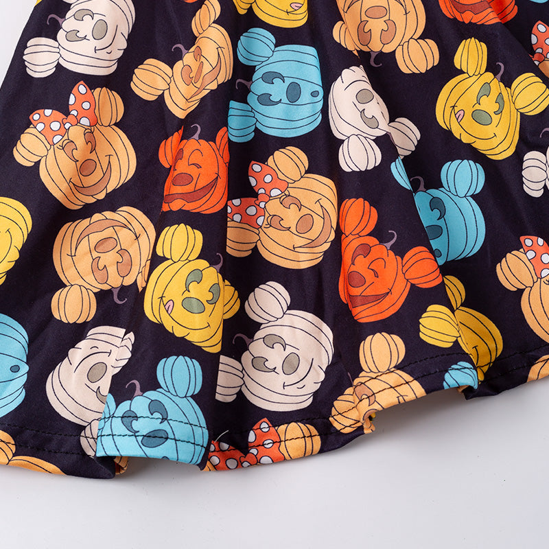 (In Stock E30-1-3)Girls Halloween Print Dress