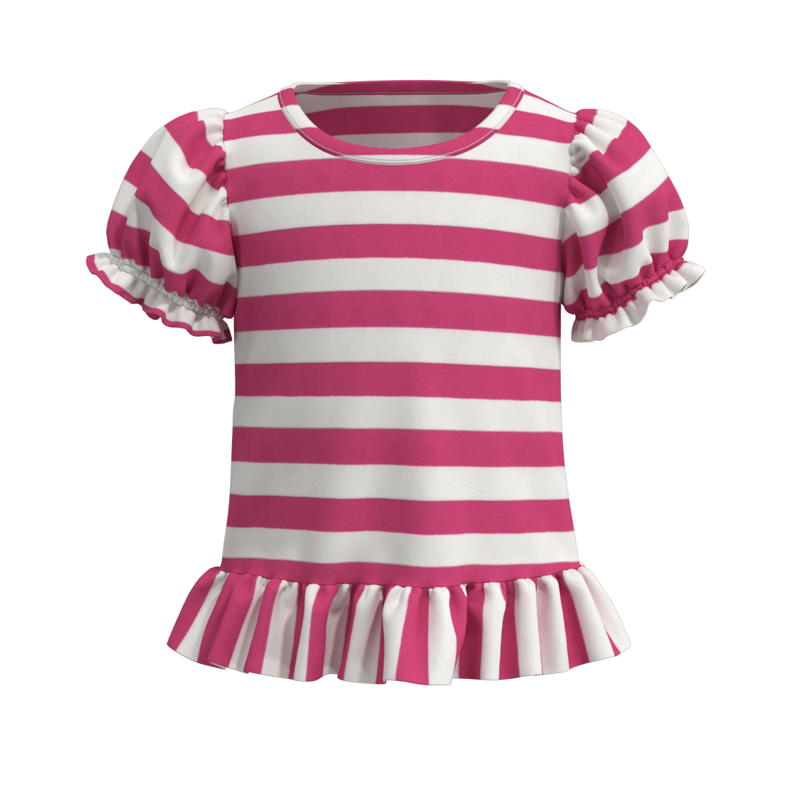 (Pre Order)Summer Girls Ruffled Cotton T-Shirt