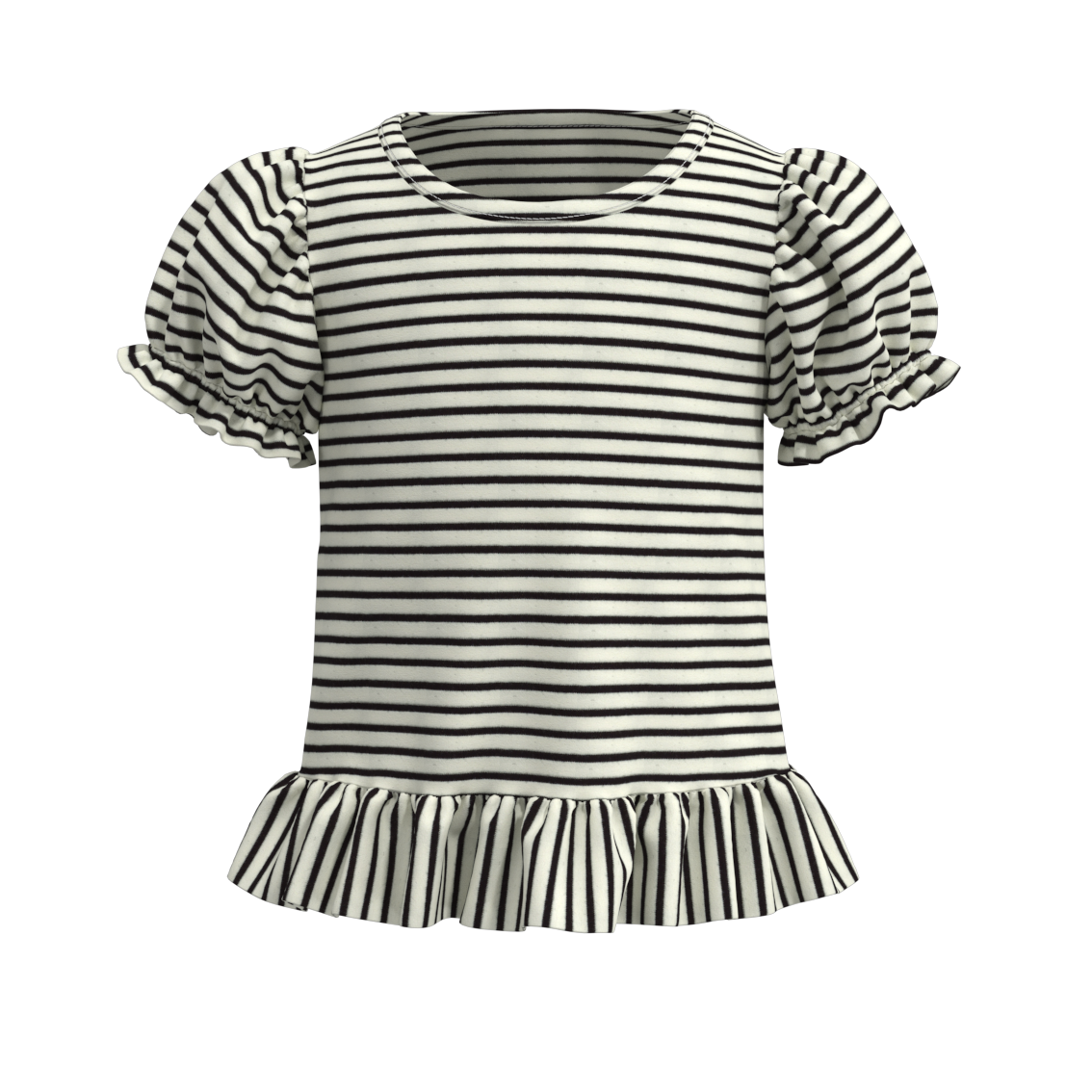(Pre Order)Summer Girls Ruffled Cotton T-Shirt