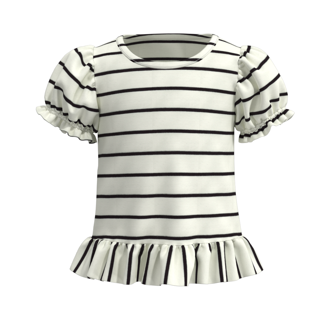 (Pre Order)Summer Girls Ruffled Cotton T-Shirt