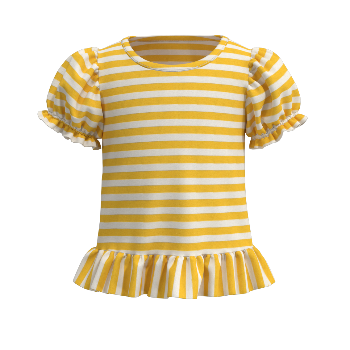 (Pre Order)Summer Girls Ruffled Cotton T-Shirt