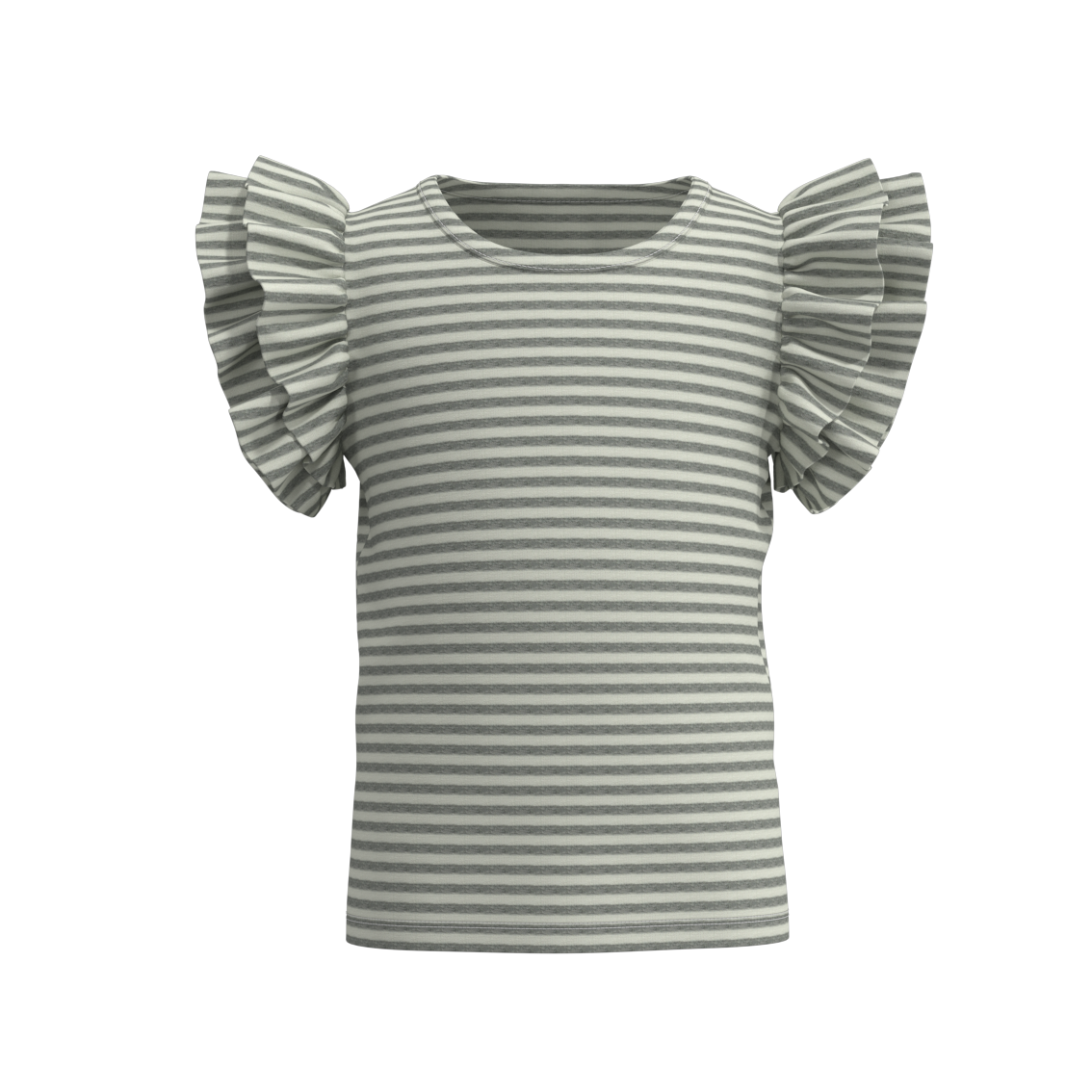 (Pre Order)Summer Girls Cotton Ruffled Sleeves Shirt