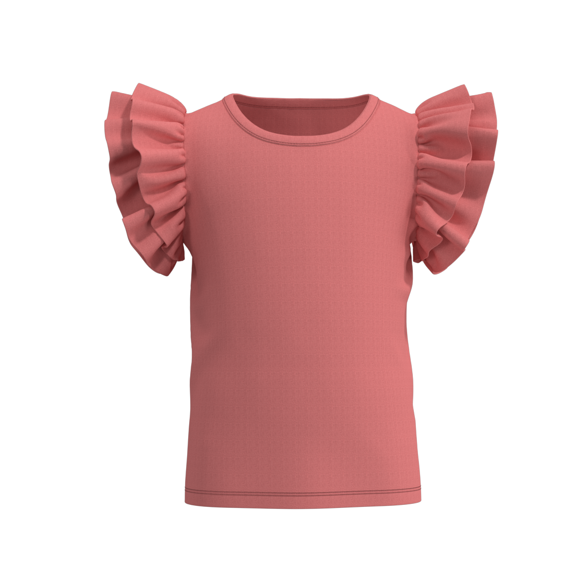 (Pre Order)Summer Girls Cotton Ruffled Sleeves Shirt