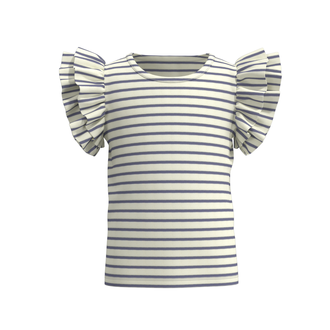 (Pre Order)Summer Girls Cotton Ruffled Sleeves Shirt