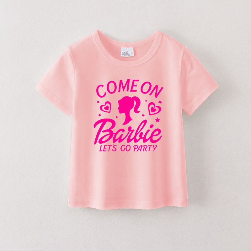 (Pre Order)Mommy & me Cartoon Printed Short Sleeve Pink T-shirt