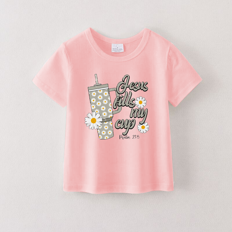 (Pre Order)Mommy & me Cartoon Printed Short Sleeve Pink T-shirt