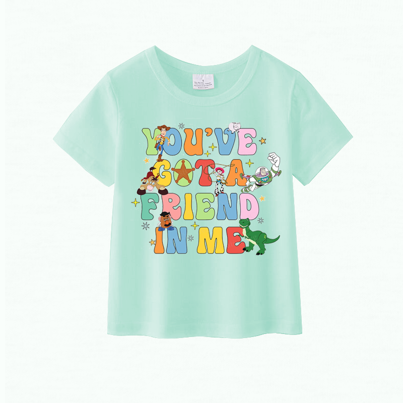 (Pre Order)Girls Cartoon Printed Short Sleeves T-Shirts