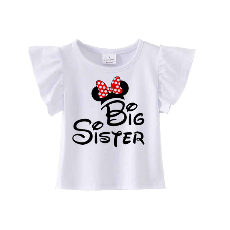 (Pre Order)Summer Cute Cartoon Printed Sister Ruffled Cotton Top