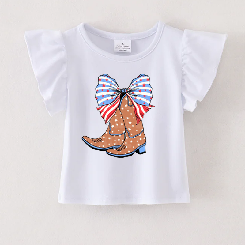 (Pre Order)Patriotic Print Cotton White Essential Top