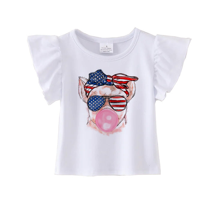 (Pre Order)Patriotic Print Cotton Essential Top