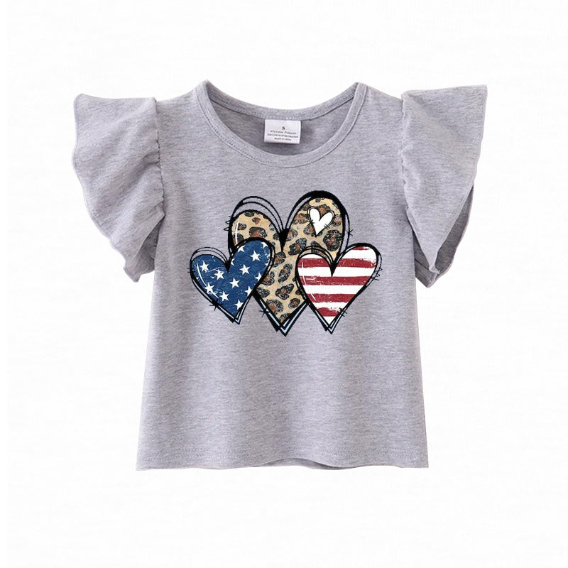 (Pre Order)Patriotic Print Grey Cotton Essential Top