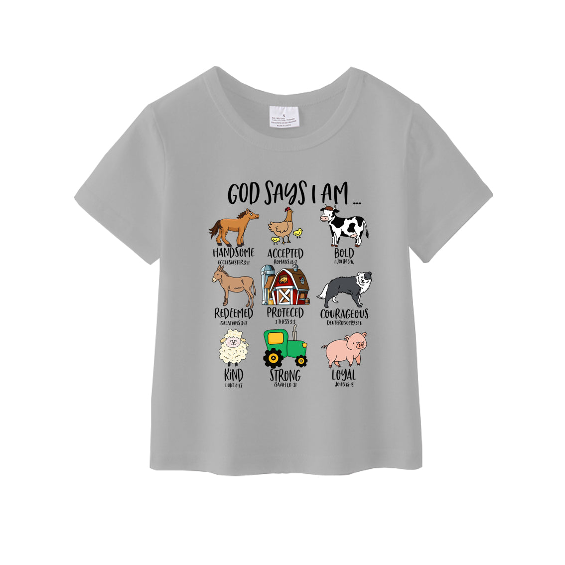 (Pre Order)Girls God Say I Am Cotton Grey Top