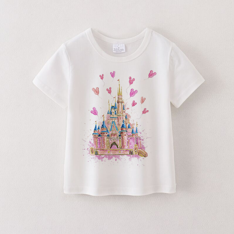 (Pre Order)Unisex Cotton Cartoon Print White T-shirt