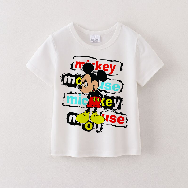 (Pre Order)Unisex Cotton Cartoon Print White T-shirt