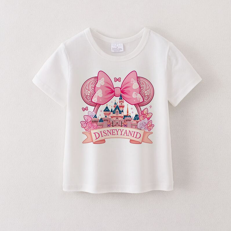 (Pre Order)Unisex Cotton Cartoon Print White T-shirt