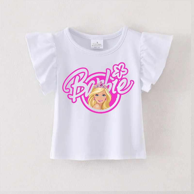 (Pre Order)Print White Cotton Essential Ruffles Top