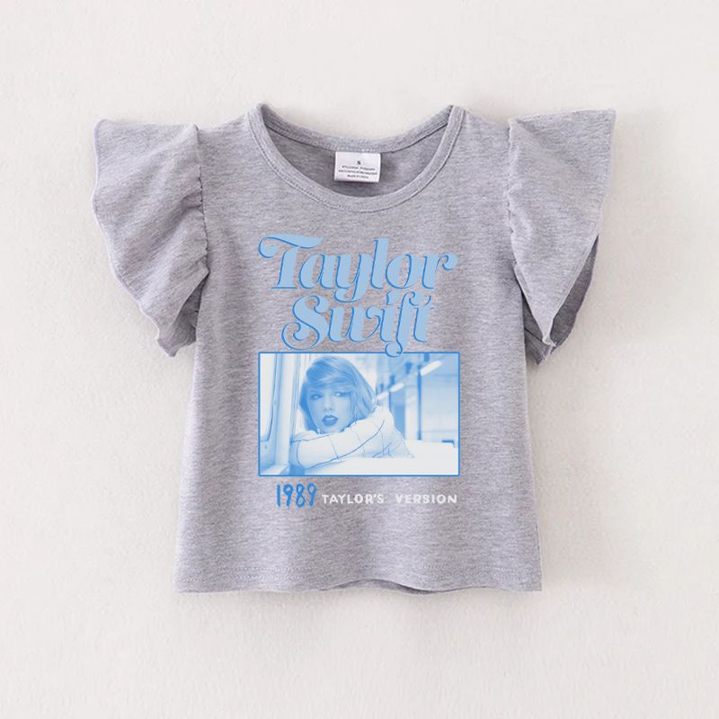 (Pre Order)TS Print Grey Cotton Essential Ruffles Top