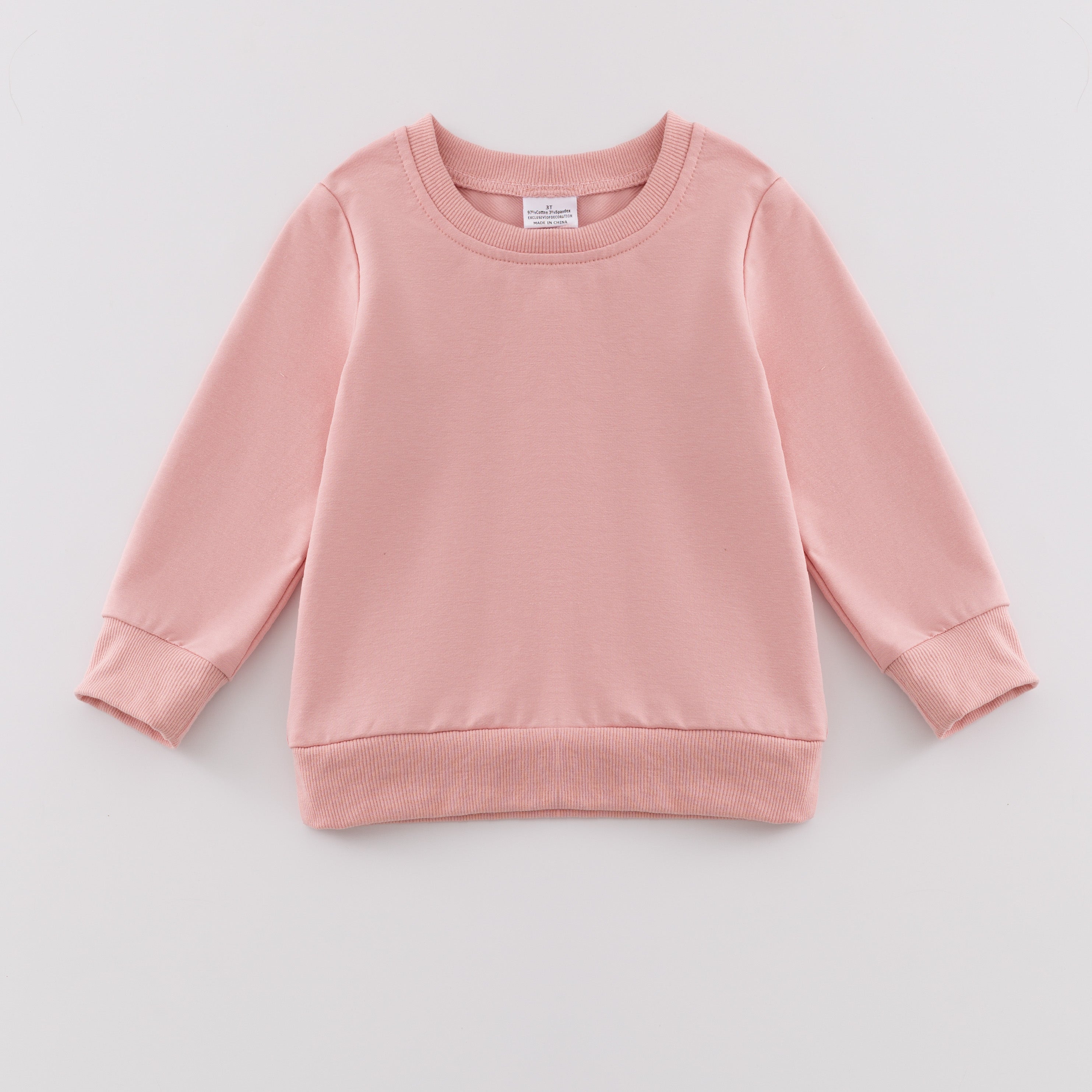 (In Stock E39)Girls Cotton Solid Color Sweatshirt