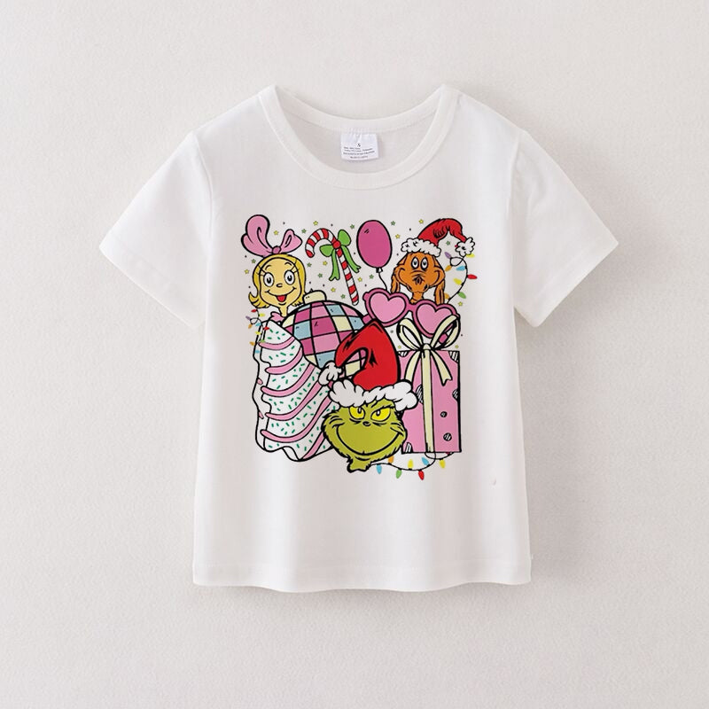 (Pre Order)Christmas Cartoon Print Cotton Top