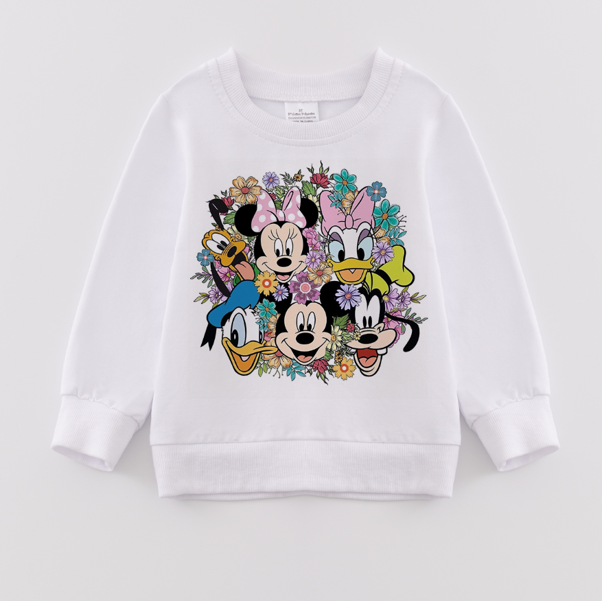 (Pre Order)Girls Fall TS and Cartoon Print Sweatshirt