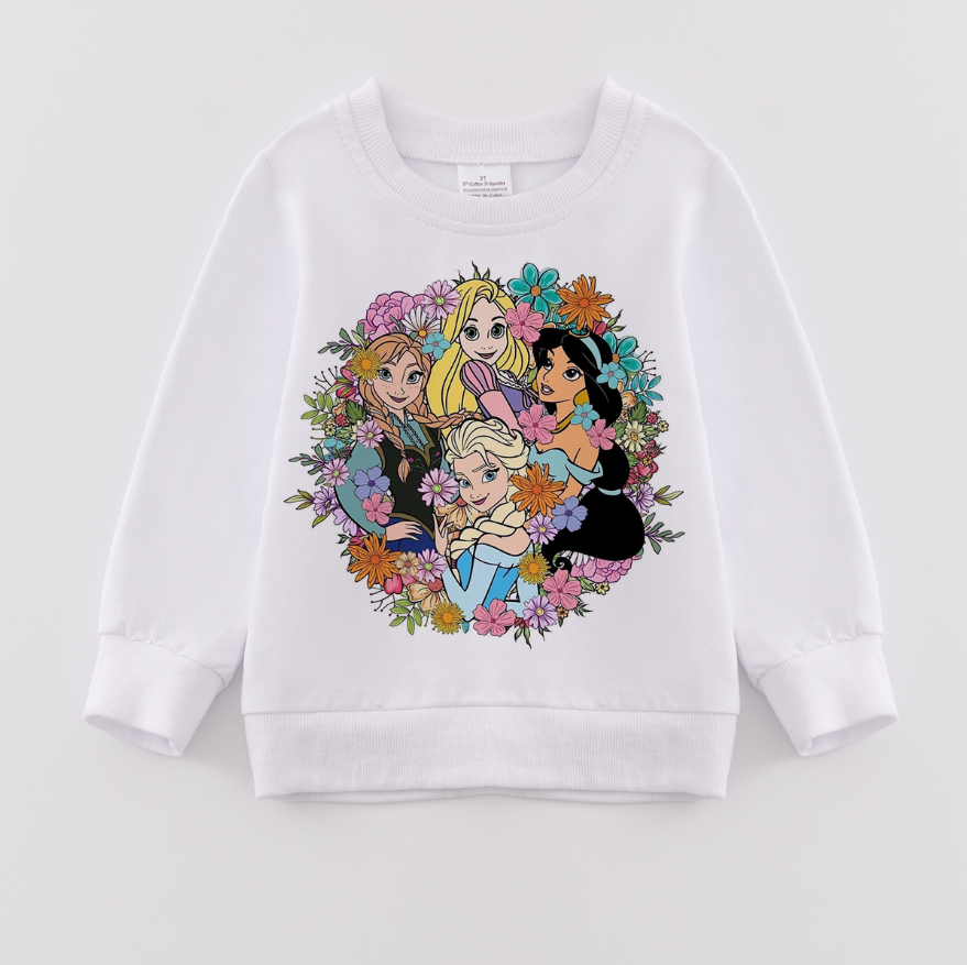 (Pre Order)Girls Fall TS and Cartoon Print Sweatshirt