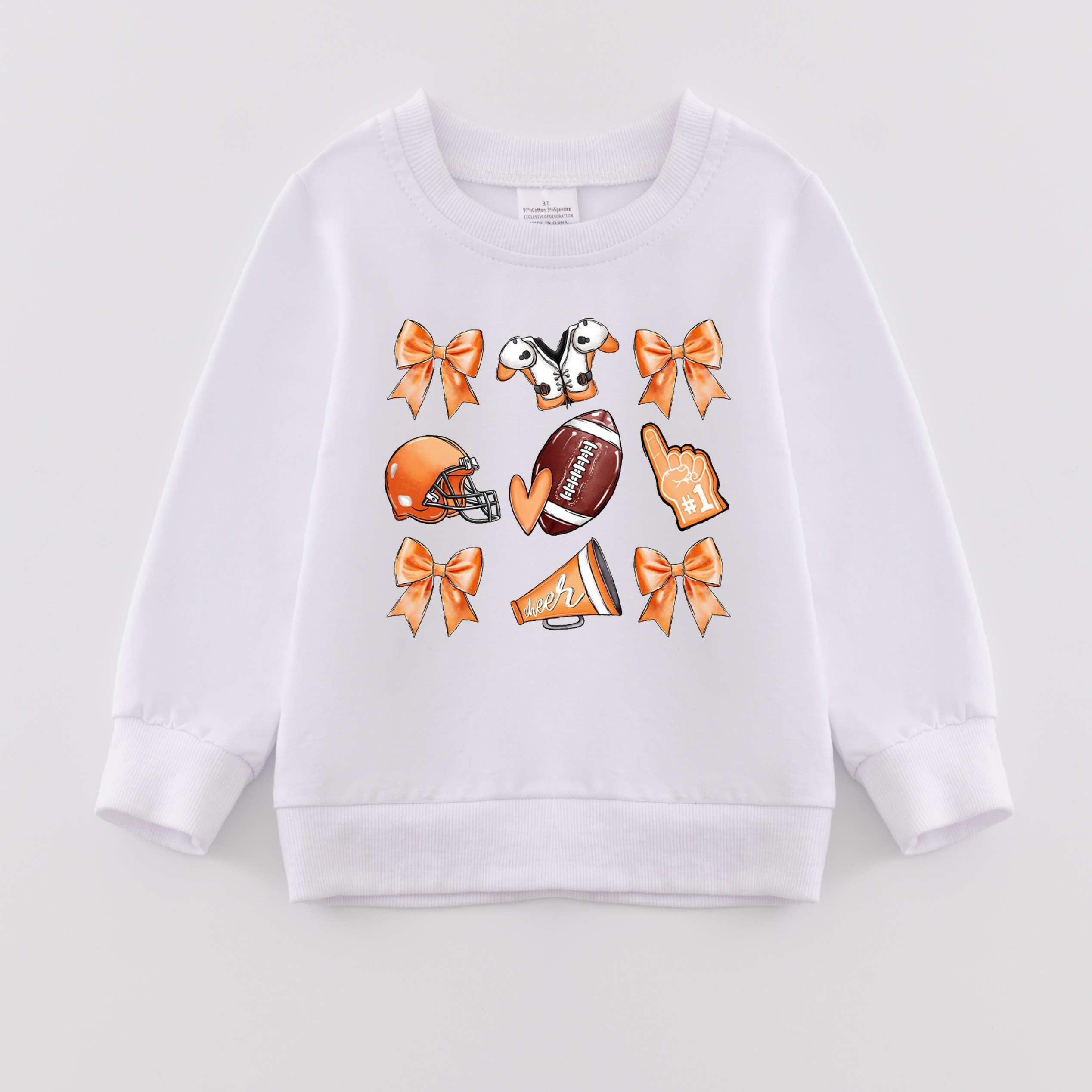 (Pre Order)Girls Fall Football Print Sweatshirt