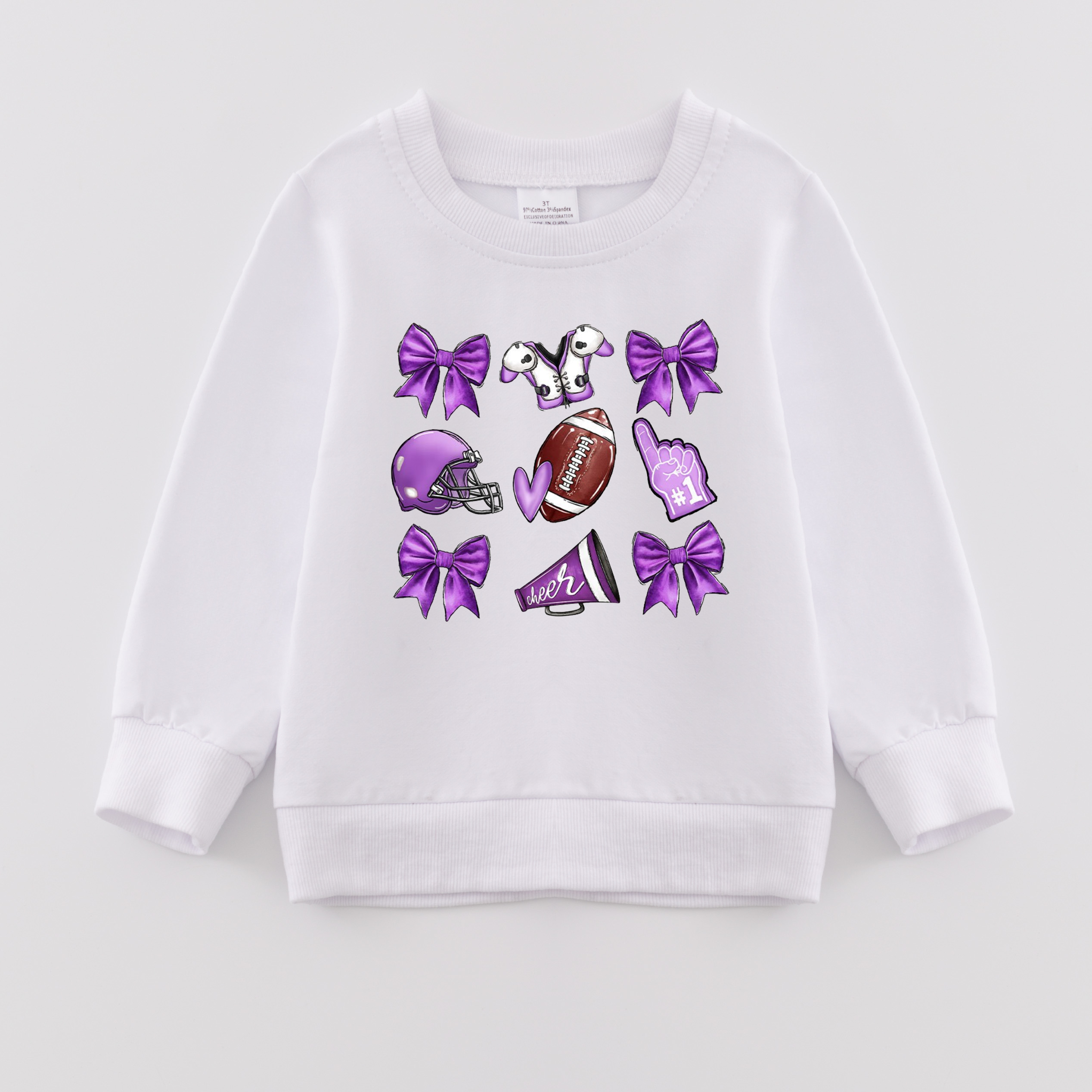 (Pre Order)Girls Fall Football Print Sweatshirt