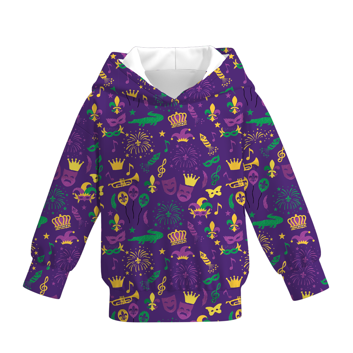 (Pre Order)Girls Mardi Gras Print Dress Hoodie