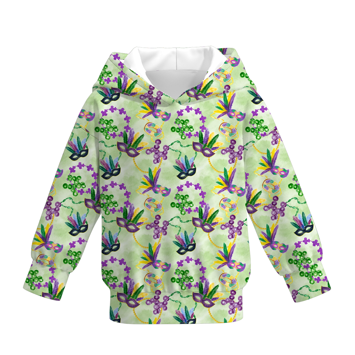 (Pre Order)Girls Mardi Gras Print Dress Hoodie