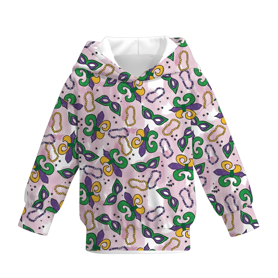 (Pre Order)Girls Mardi Gras Print Dress Hoodie