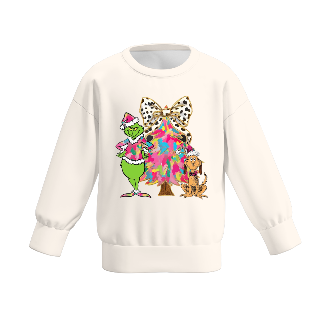 (Pre Order)Girls Christmas Cartoon Print Sweatshirt